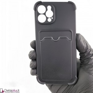 Anti-Shock dėklas su kišenėle - juodas (Apple Iphone 12 Pro)